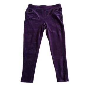 D&CO Demim & Company Ribbed Velvet Purple Leggings Pants Plus Size 1x. Pockets